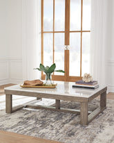 Warmstead Furniture - Ashley Furniture - Loyaska Coffee Table - Rectangular Cocktail Table / Brown/Ivory - T789-1