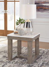 Warmstead Furniture - Ashley Furniture - Loyaska End Table - Rectangular End Table / Grayish Brown/White - T854-3
