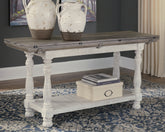 Warmstead Furniture - Ashley Furniture - Havalance Sofa/Console Table - Flip Top Sofa Table / Gray/White - T814-4