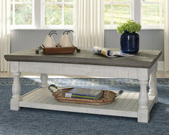 Warmstead Furniture - Ashley Furniture - Havalance Lift-Top Coffee Table - Lift Top Cocktail Table / White/Gray - T994-20