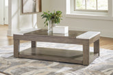 Warmstead Furniture - Ashley Furniture - Loyaska Lift-Top Coffee Table - Lift Top Cocktail Table / Grayish Brown/White - T854-9