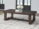 Warmstead Furniture - Ashley Furniture - Breckington Coffee Table - Rectangular Cocktail Table / Dark Brown - T856-1
