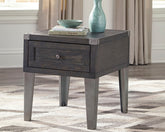 Warmstead Furniture - Ashley Furniture - Todoe End Table with USB Ports & Outlets - Rectangular End Table / Dark Gray - T901-3