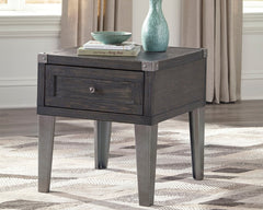 Warmstead Furniture - Ashley Furniture - Todoe End Table with USB Ports & Outlets - Rectangular End Table / Dark Gray - T901-3