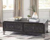 Warmstead Furniture - Ashley Furniture - Todoe Coffee Table with Lift Top - Lift Top Cocktail Table / Dark Gray - T901-9