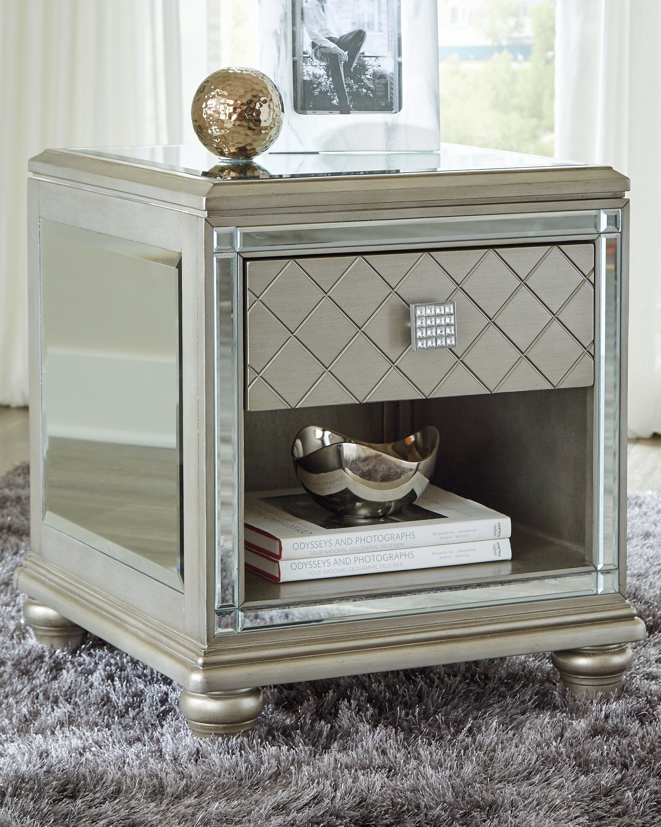 Warmstead Furniture - Ashley Furniture - Chevanna End Table - Rectangular End Table / Platinum - T942-3