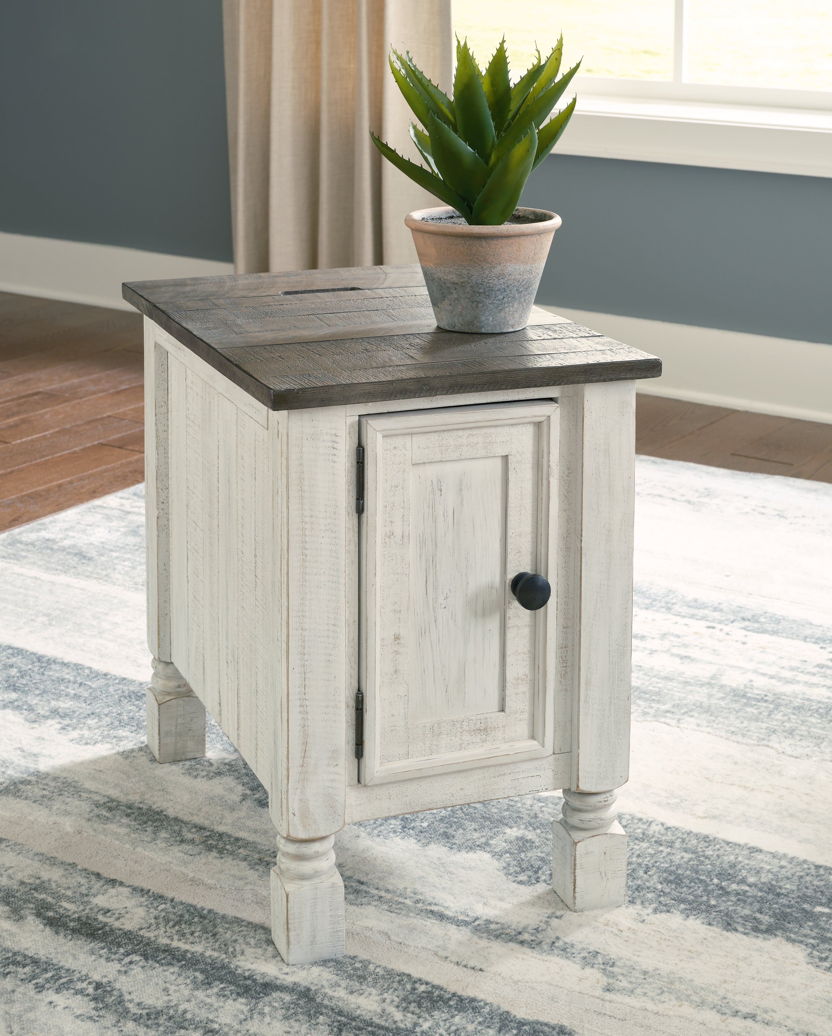 Warmstead Furniture - Ashley Furniture - Havalance Chairside End Table - Chair Side End Table / White/Gray - T994-7