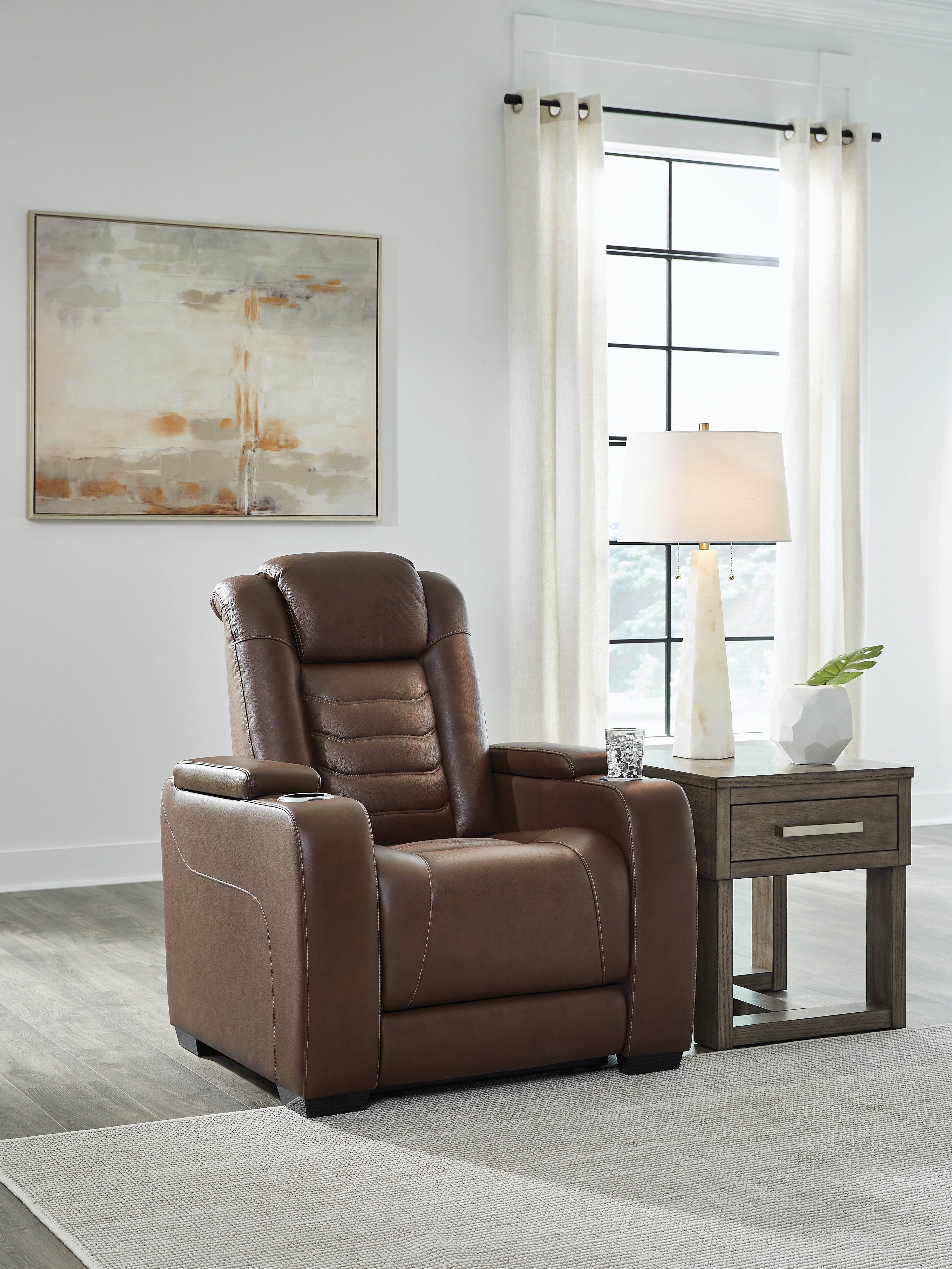 Warmstead Furniture - Ashley Furniture - High Impact Living Room - PWR Recliner/ADJ Headrest / Tobacco - U1060113