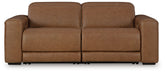 Warmstead Furniture - Ashley Furniture - Magic Man Sectional - 2-Piece Power Reclining Sectional Loveseat / Caramel - PCU10700S1