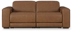 Warmstead Furniture - Ashley Furniture - Magic Man Sectional - 2-Piece Power Reclining Sectional Loveseat / Caramel - PCU10700S1