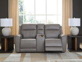 Warmstead Furniture - Ashley Furniture - 5Z-Comfort Living Room - PWR REC Loveseat/CON/ADJ HDRST / Onyx - PCU1090218