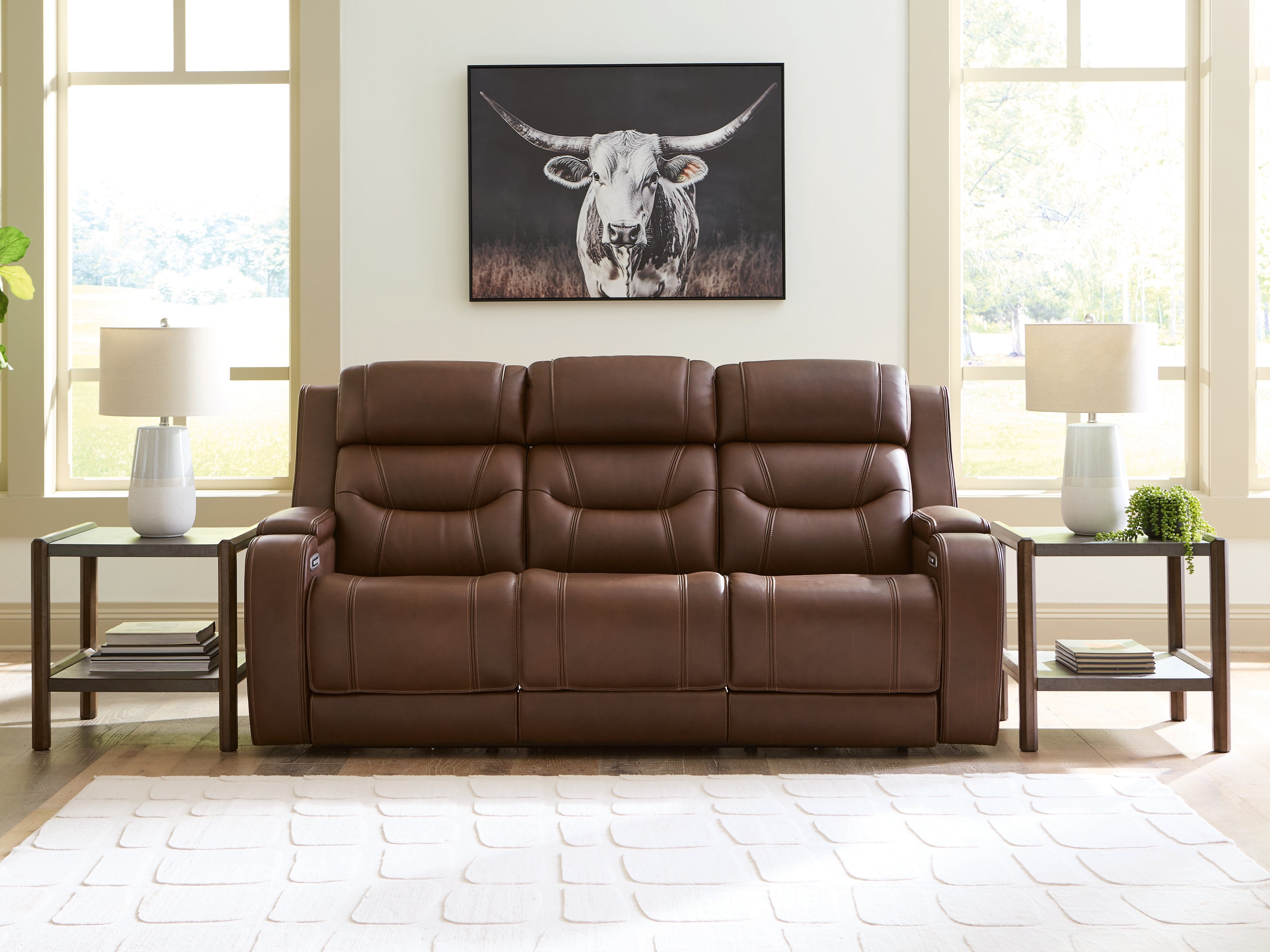 Warmstead Furniture - Ashley Furniture - Knightington Living Room - PWR REC Sofa w/Audio Seating / Brown - PCU1160215A