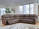 Warmstead Furniture - Ashley Furniture - Bleckley Sectional - 5-Piece Power Reclining Sectional / Espresso - PCU12001S4