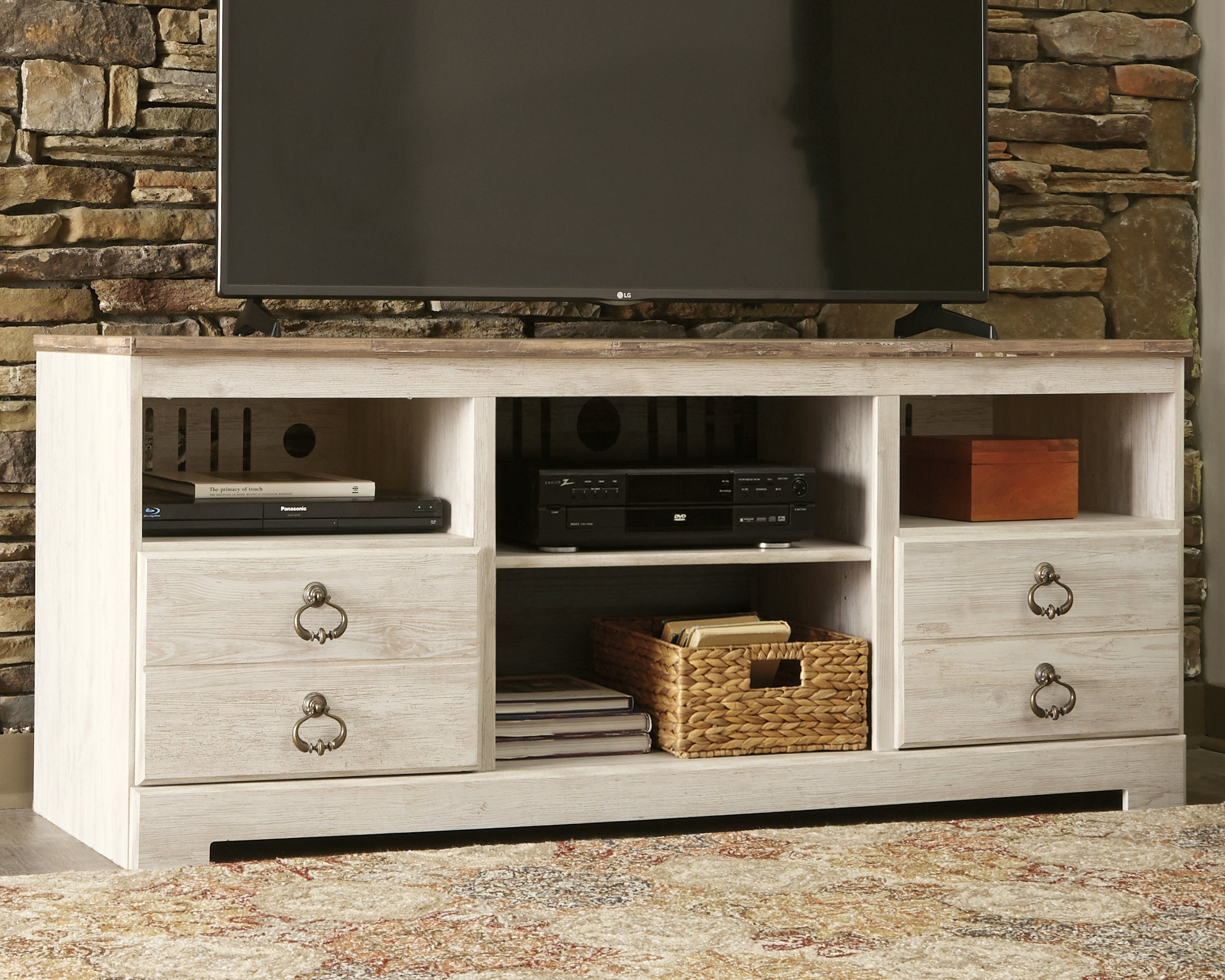 Warmstead Furniture - Ashley Furniture - Willowton TV Stand - 64" / Whitewash - W267-68