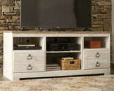 Warmstead Furniture - Ashley Furniture - Willowton TV Stand - 64" / Whitewash - W267-68