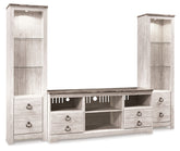 Warmstead Furniture - Ashley Furniture - Willowton 3-Piece Entertainment Center - 3-Piece Entertainment Center / Whitewash - W267W16