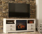 Warmstead Furniture - Ashley Furniture - Willowton 64" TV Stand with Electric Fireplace - 64" TV Stand with Electric Fireplace / Whitewash - W267W8