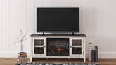 Warmstead Furniture - Ashley Furniture - Dorrinson 60" TV Stand with Electric Fireplace - 60" TV Stand with Electric Fireplace / Two-tone - W287W3