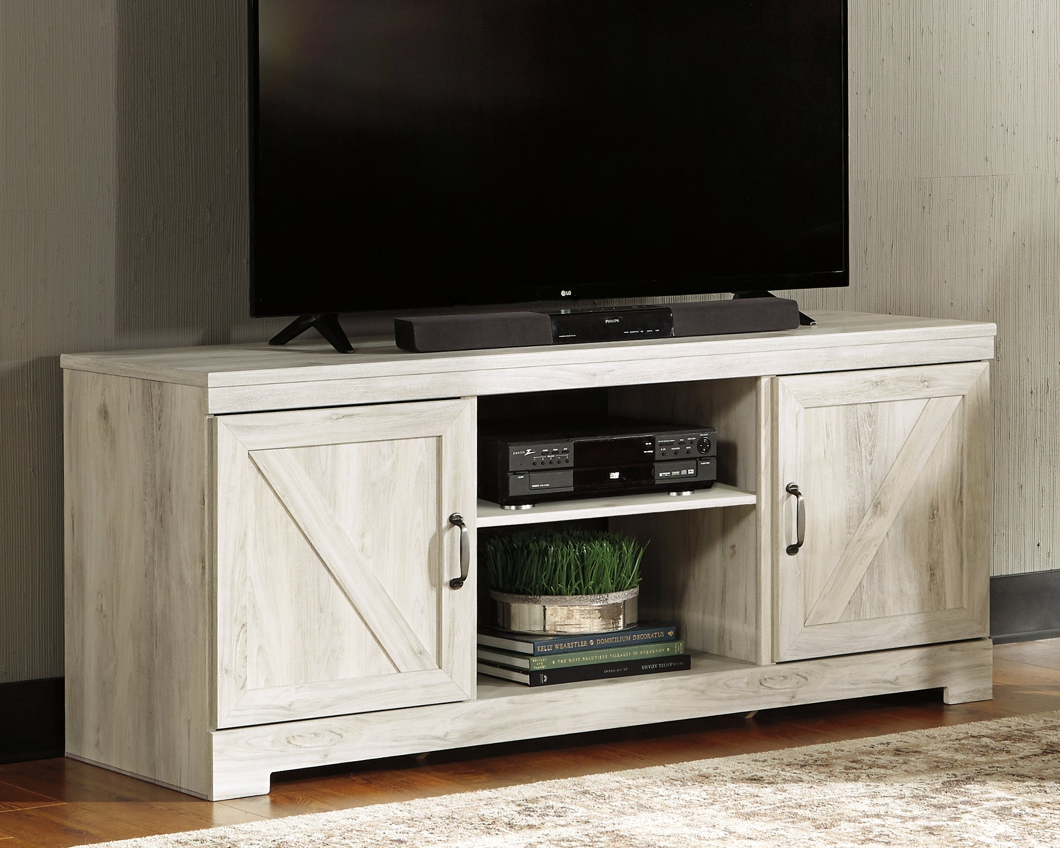 Warmstead Furniture - Ashley Furniture - Bellaby TV Stand - 63" / Whitewash - W331-68