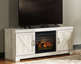 Warmstead Furniture - Ashley Furniture - Bellaby 63" TV Stand with Electric Fireplace - 63" TV Stand with Electric Fireplace / Whitewash - W331W9