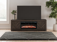 Warmstead Furniture - Ashley Furniture - Cayboni 71" TV Stand with Electric Fireplace - 71" TV Stand with Electric Fireplace / Black - W3789W1