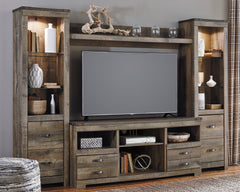 Warmstead Furniture - Ashley Furniture - Trinell Entertainment Center - 4-Piece Entertainment Center / Brown - W446W2