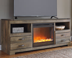 Warmstead Furniture - Ashley Furniture - Trinell 63" TV Stand with Electric Fireplace - 63" TV Stand with Electric Fireplace / Brown - W446W5