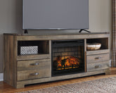 Warmstead Furniture - Ashley Furniture - Trinell 63" TV Stand with Electric Fireplace - 63" TV Stand with Electric Fireplace / Brown - W446W9