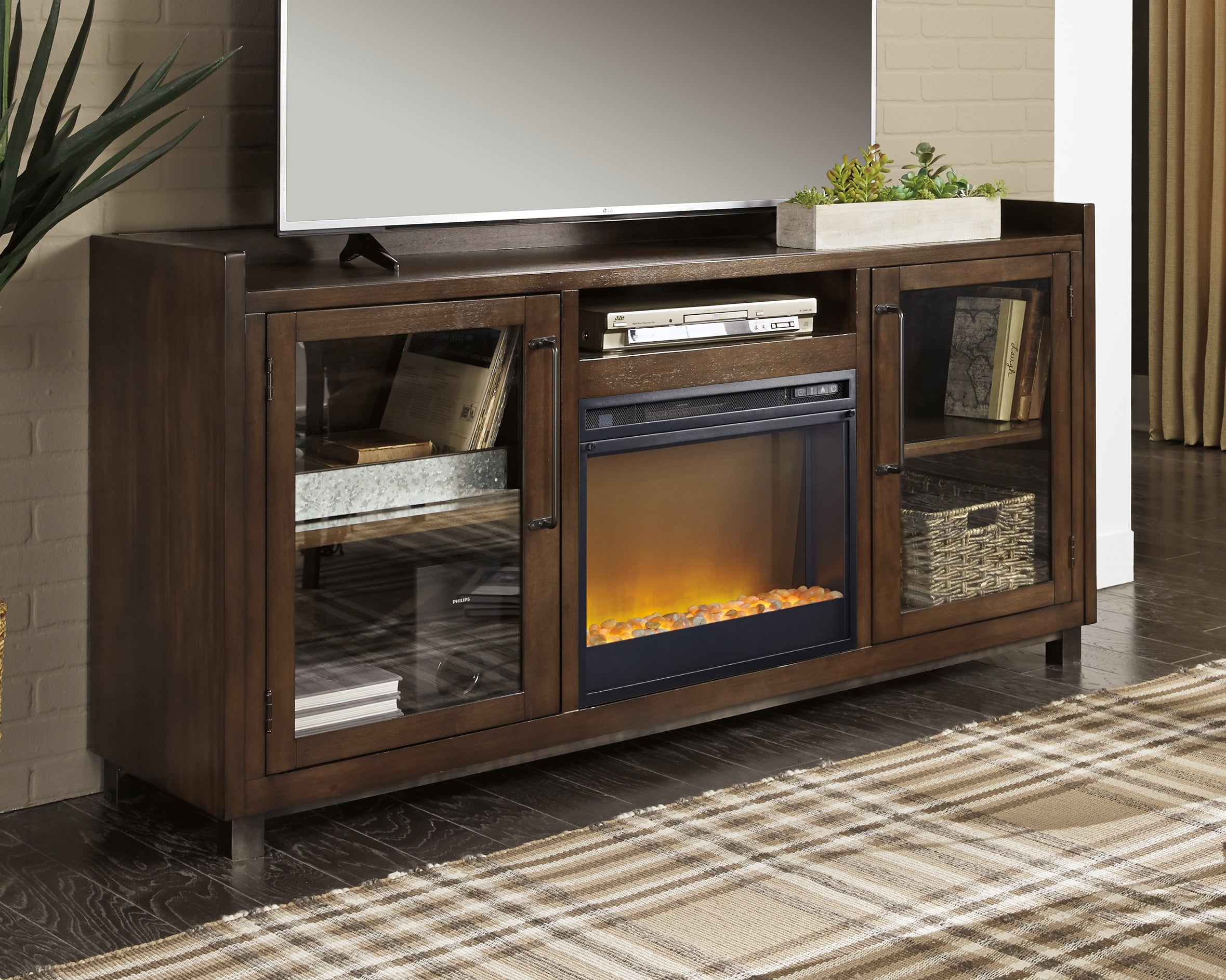 Warmstead Furniture - Ashley Furniture - Starmore 70" TV Stand with Electric Fireplace - 70" TV Stand with Electric Fireplace / Brown - W633W4