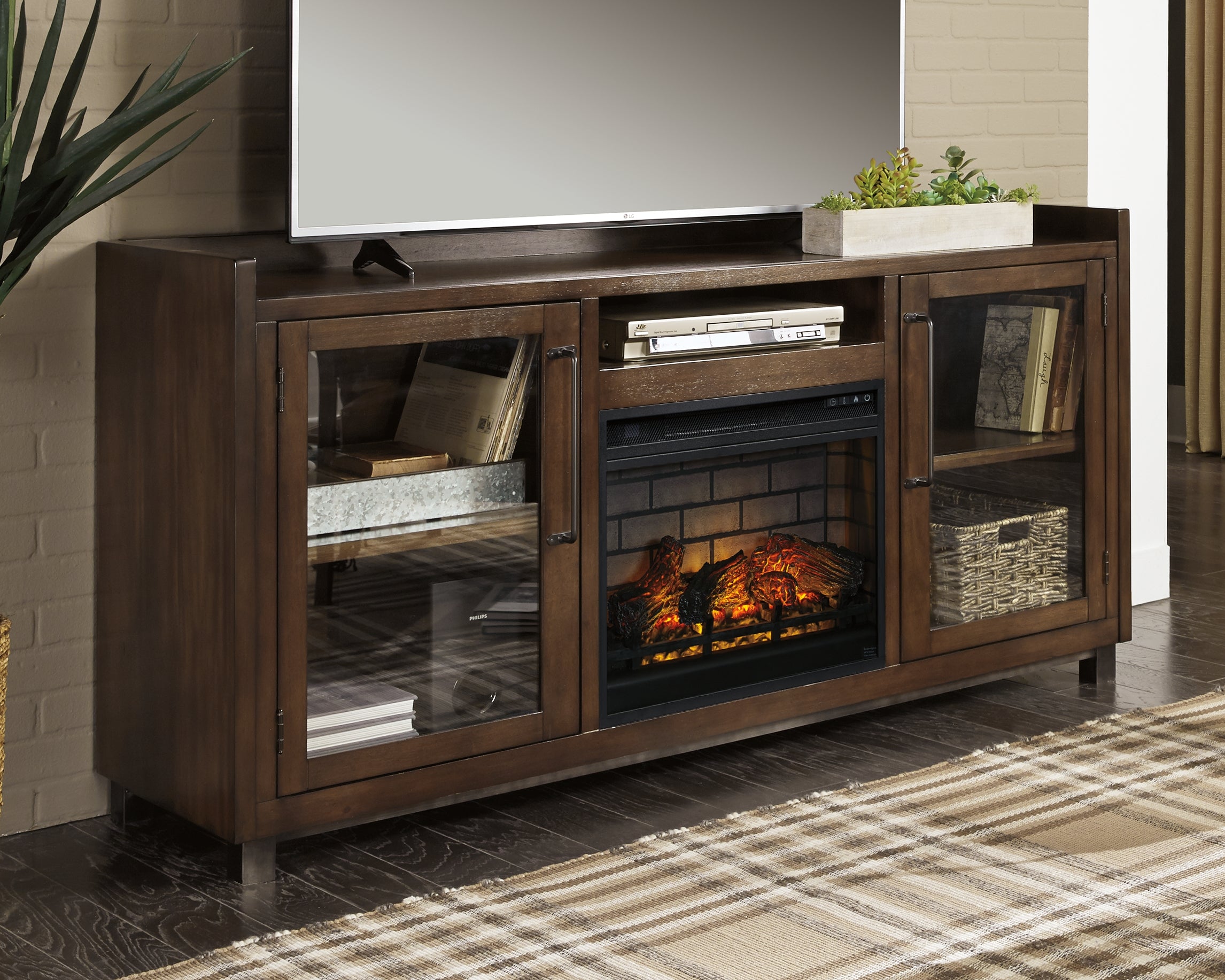 Warmstead Furniture - Ashley Furniture - Starmore 70" TV Stand with Electric Fireplace - 70" TV Stand with Electric Fireplace / Brown - W633W5