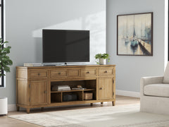 Warmstead Furniture - Ashley Furniture - Sharlance 81" TV Stand - 81" / Light Brown - W655-68