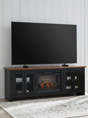 Warmstead Furniture - Ashley Furniture - Wildenauer 76" TV Stand with Electric Fireplace - 76" TV Stand with Electric Fireplace / Brown/Black - W664W1
