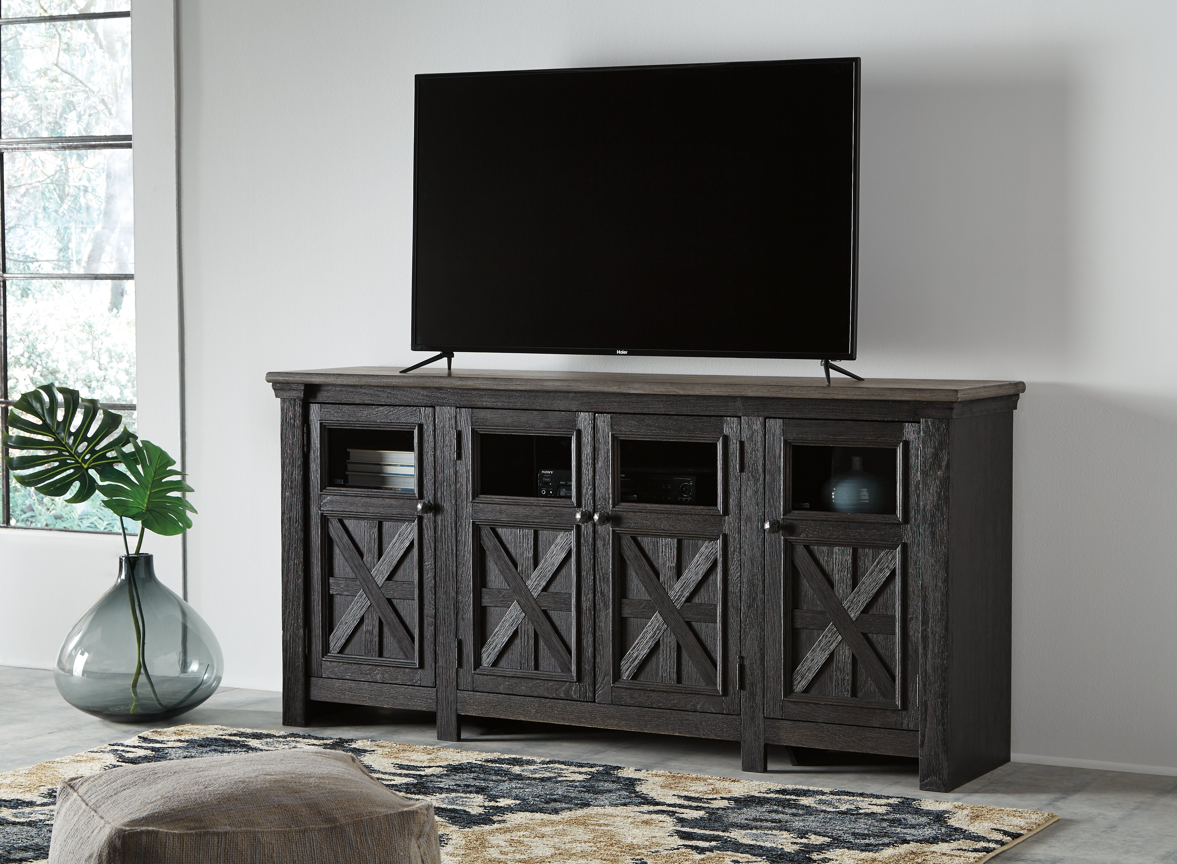 Warmstead Furniture - Ashley Furniture - Tyler Creek 74" TV Stand - 74" / Black/Gray - W736-68