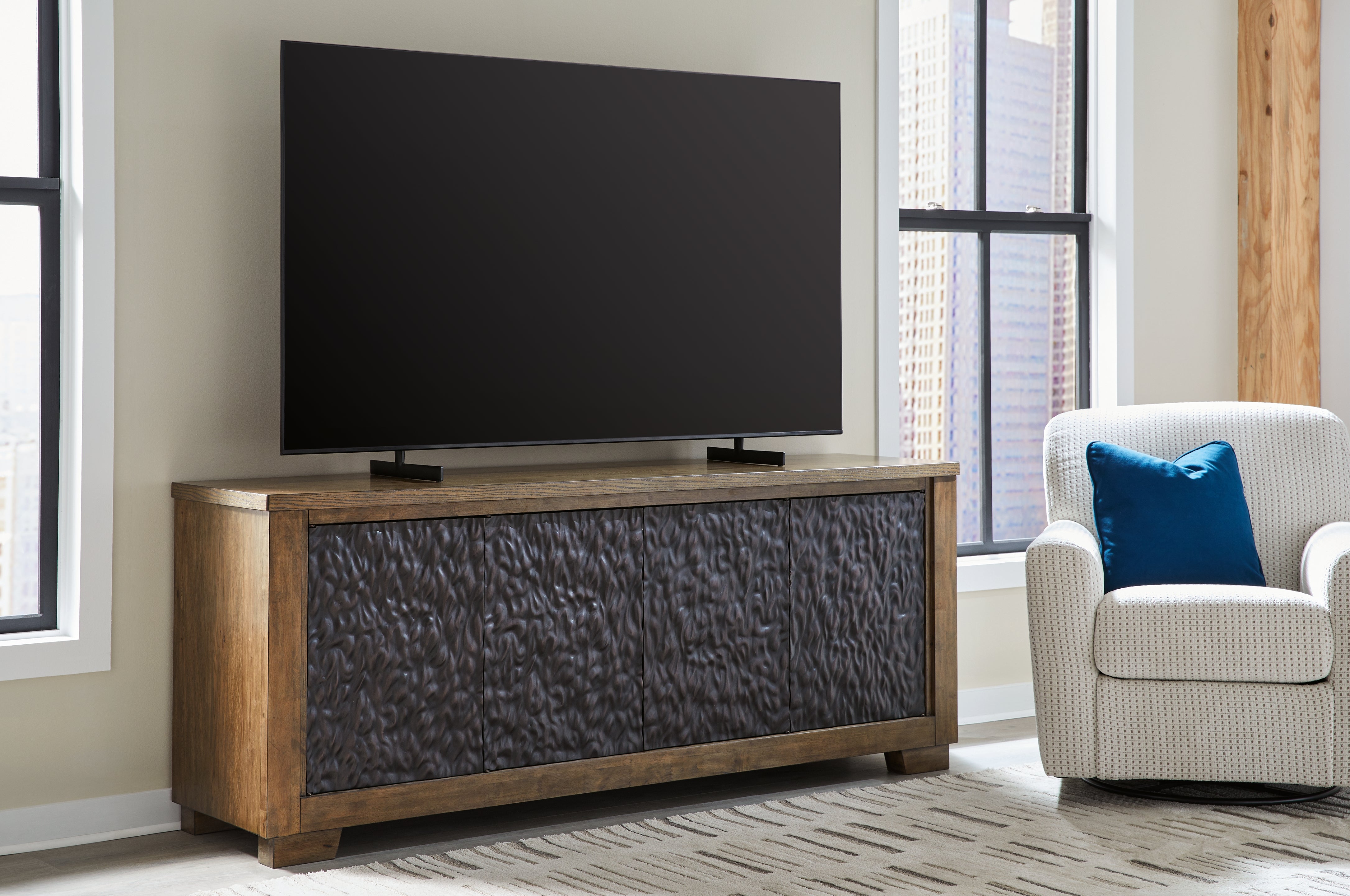 Warmstead Furniture - Ashley Furniture - Rosswain 80" TV Stand - 80" / Warm Brown - W763-68
