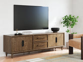 Warmstead Furniture - Ashley Furniture - Roanhowe 85" TV Stand - 85" / Brown - W769-68