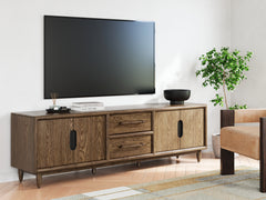 Warmstead Furniture - Ashley Furniture - Roanhowe 85" TV Stand - 85" / Brown - W769-68