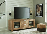 Warmstead Furniture - Ashley Furniture - Rencott 80" TV Stand - 80" / Light Brown - W781-68