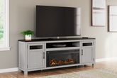 Warmstead Furniture - Ashley Furniture - Darborn 88" TV Stand with Electric Fireplace - 88" TV Stand with Electric Fireplace / Gray/Brown - W796W1