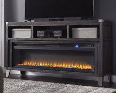 Warmstead Furniture - Ashley Furniture - Todoe 65" TV Stand with Electric Fireplace - 65" TV Stand with Electric Fireplace / Gray - W901W1