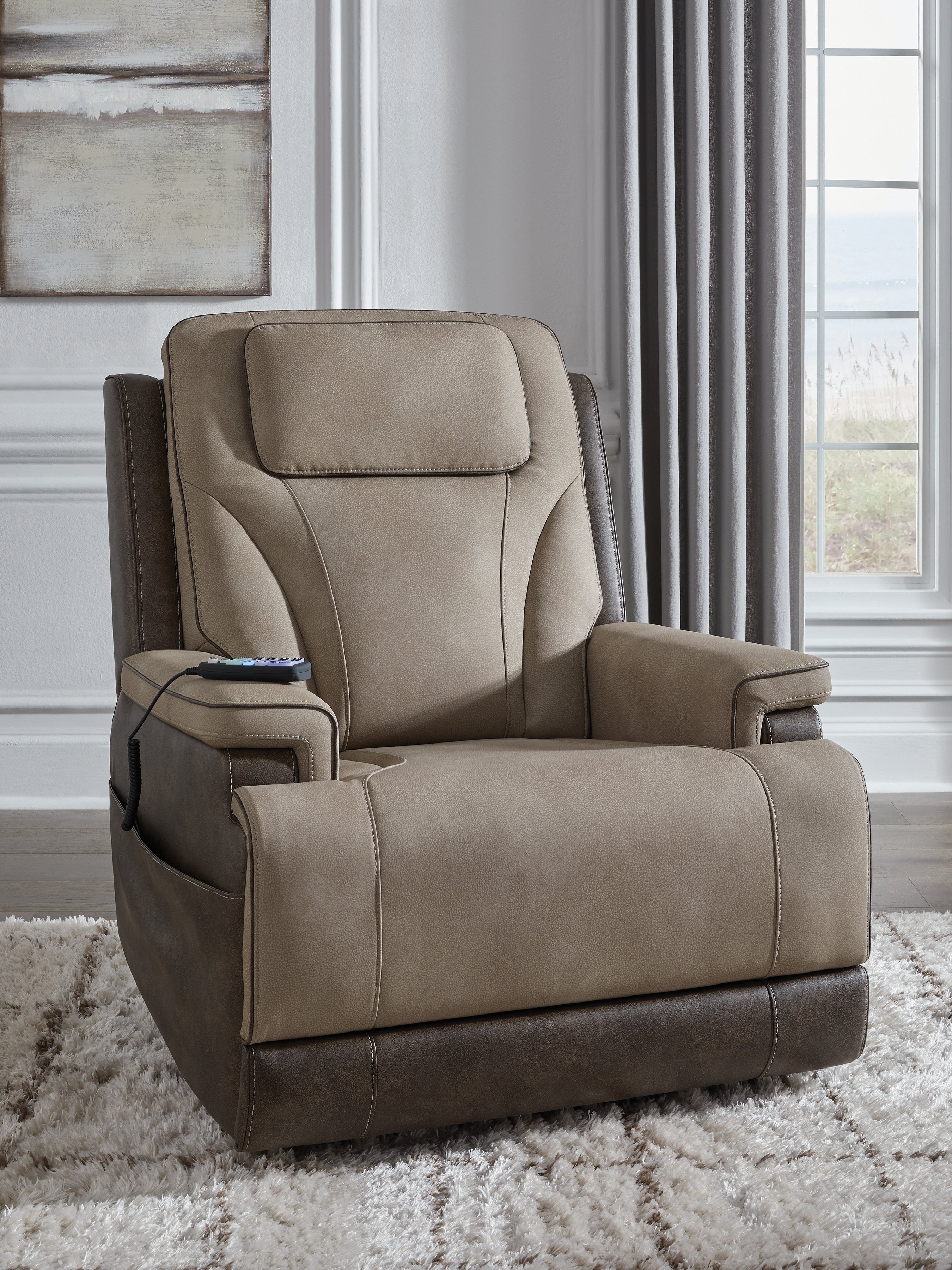 Warmstead Furniture - Ashley Furniture - 4Z-Peaceful Pause Living Room - Power Lift Recliner / Sand - PC1210312
