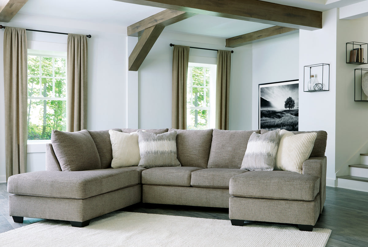 Warmstead Furniture - Ashley Furniture - Creswell Sectional - RAF 2-Piece Sectional with Chaise / Stone - 15305S2