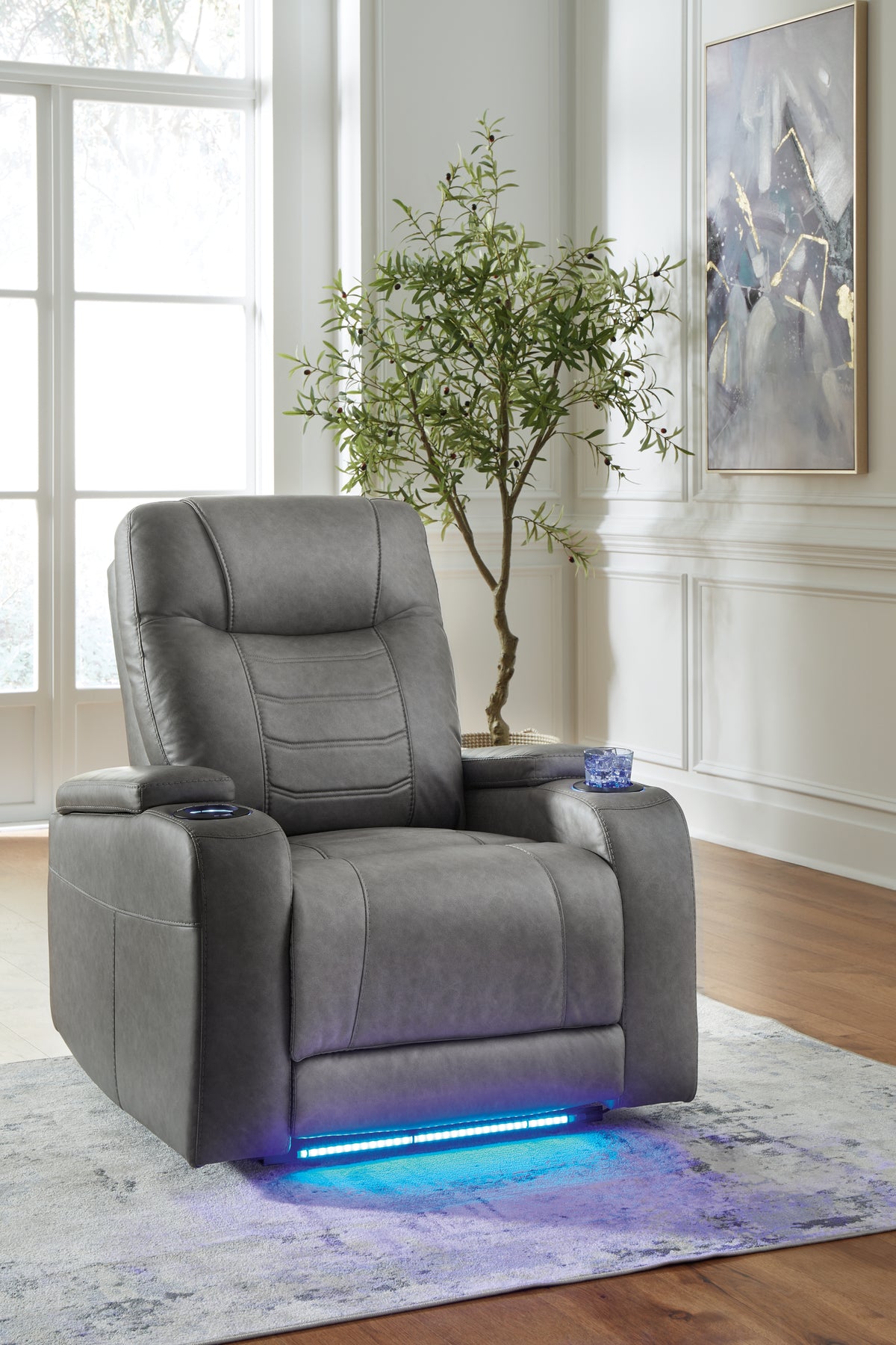 Warmstead Furniture - Ashley Furniture - Schooner Rocks Living Room - PWR Recliner/ADJ Headrest / Umber - 1610413