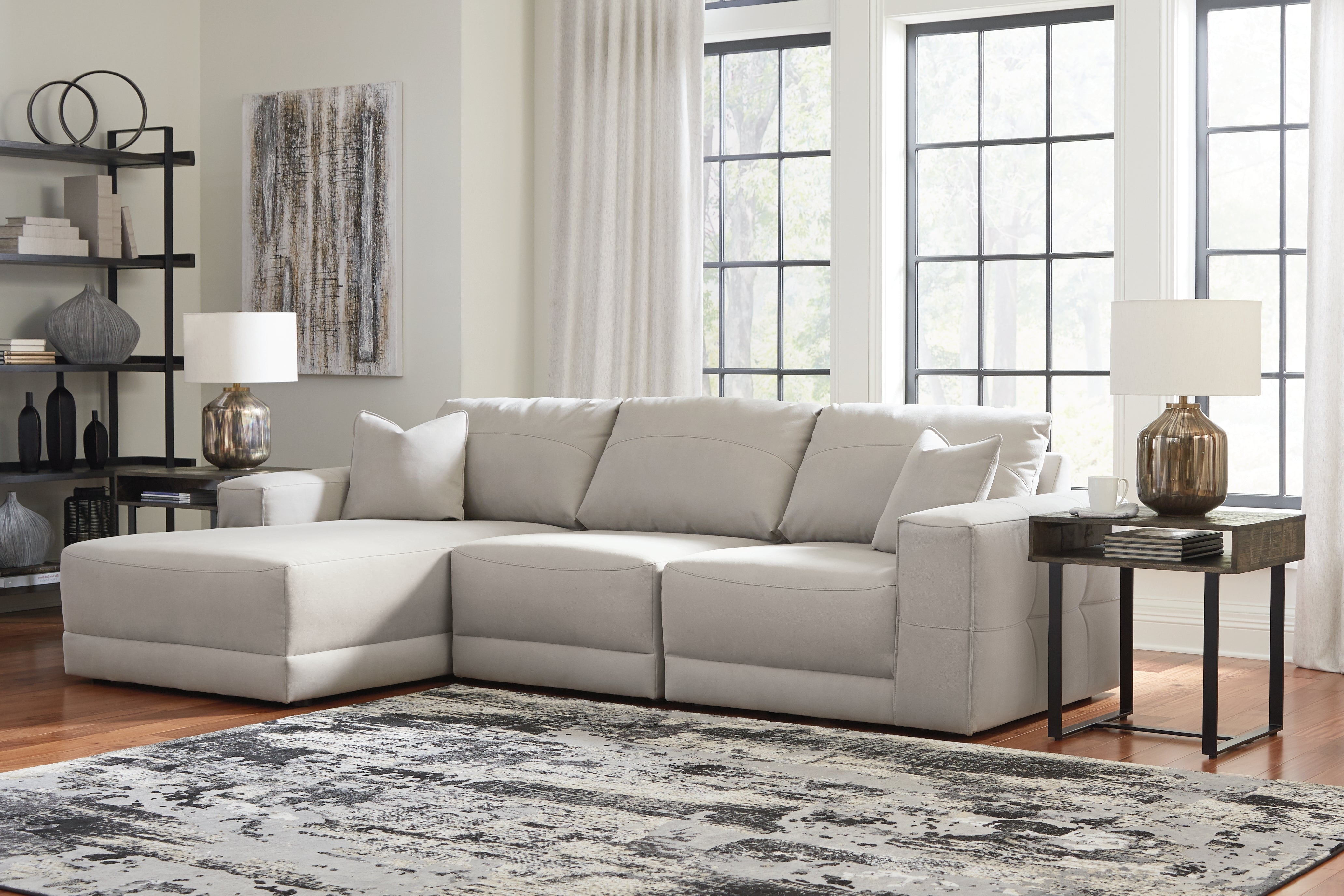 Warmstead Furniture - Ashley Furniture - Next-Gen Gaucho Sectional - RAF 3-Piece Sectional Sofa with Chaise / Gray - 18304S1