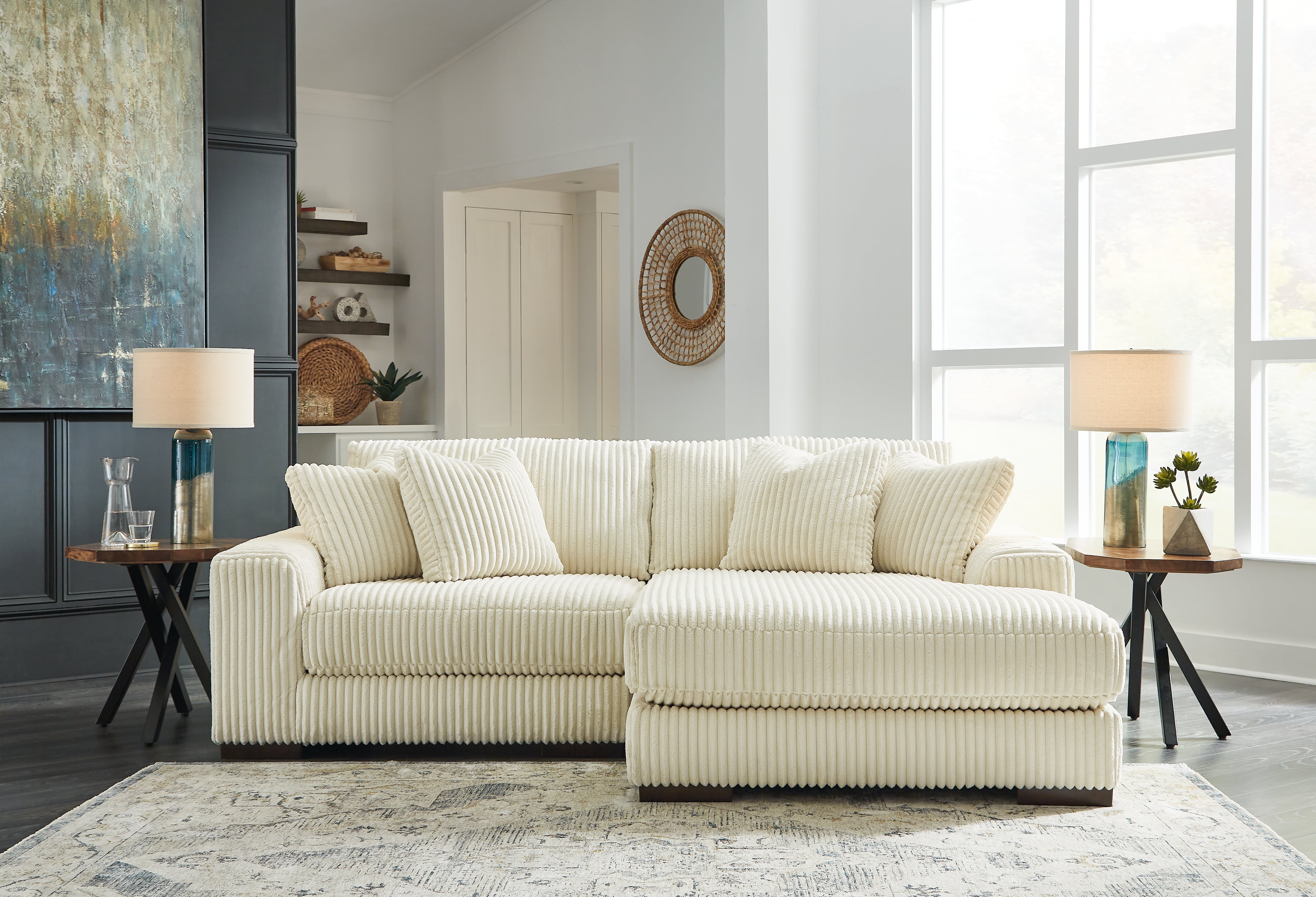Warmstead Furniture - Ashley Furniture - Lindyn Sectional - RAF 2-Piece Sectional with Chaise / Ivory - 21104S4