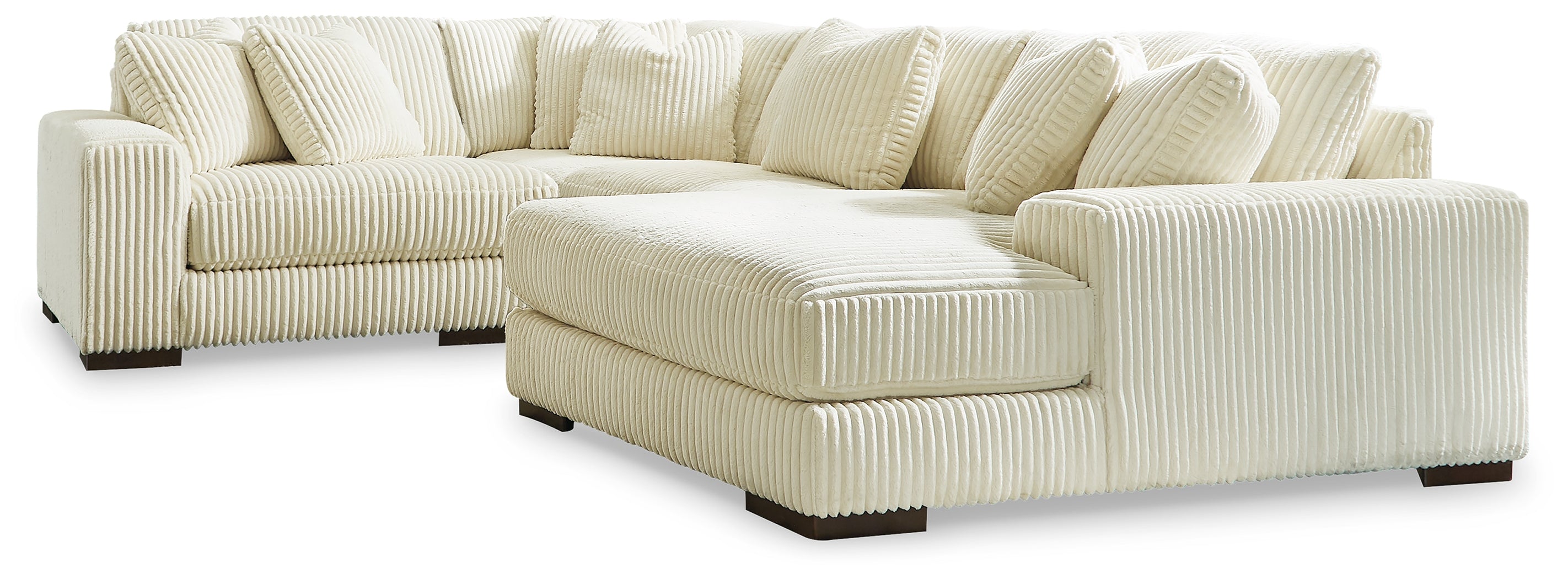 Warmstead Furniture - Ashley Furniture - Lindyn Sectional - RAF 4-Piece Sectional with Chaise / Ivory - 21104S15