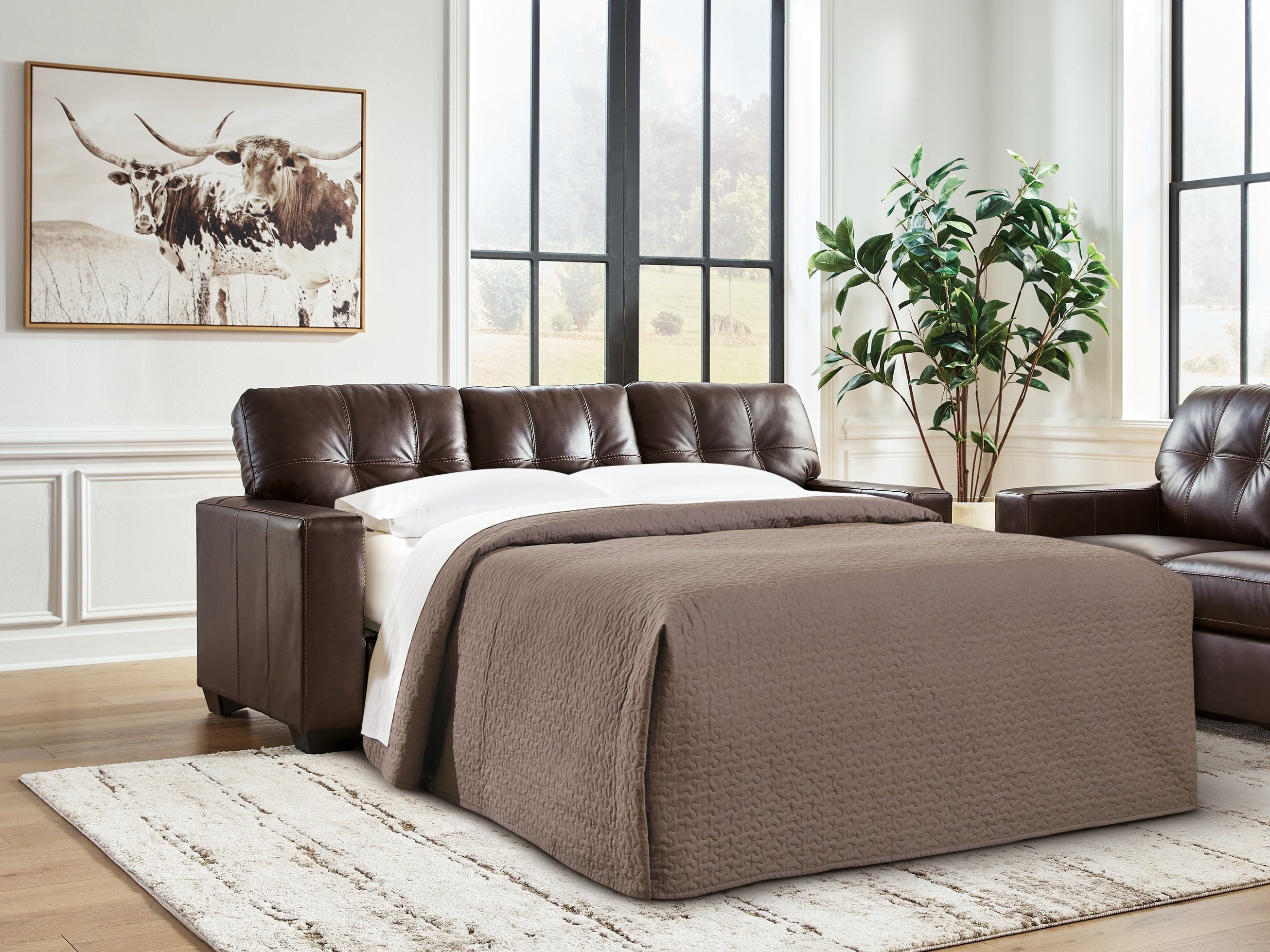 Warmstead Furniture - Ashley Furniture - Santorine Living Room - Queen Sofa Sleeper / Dark Brown - 2170639