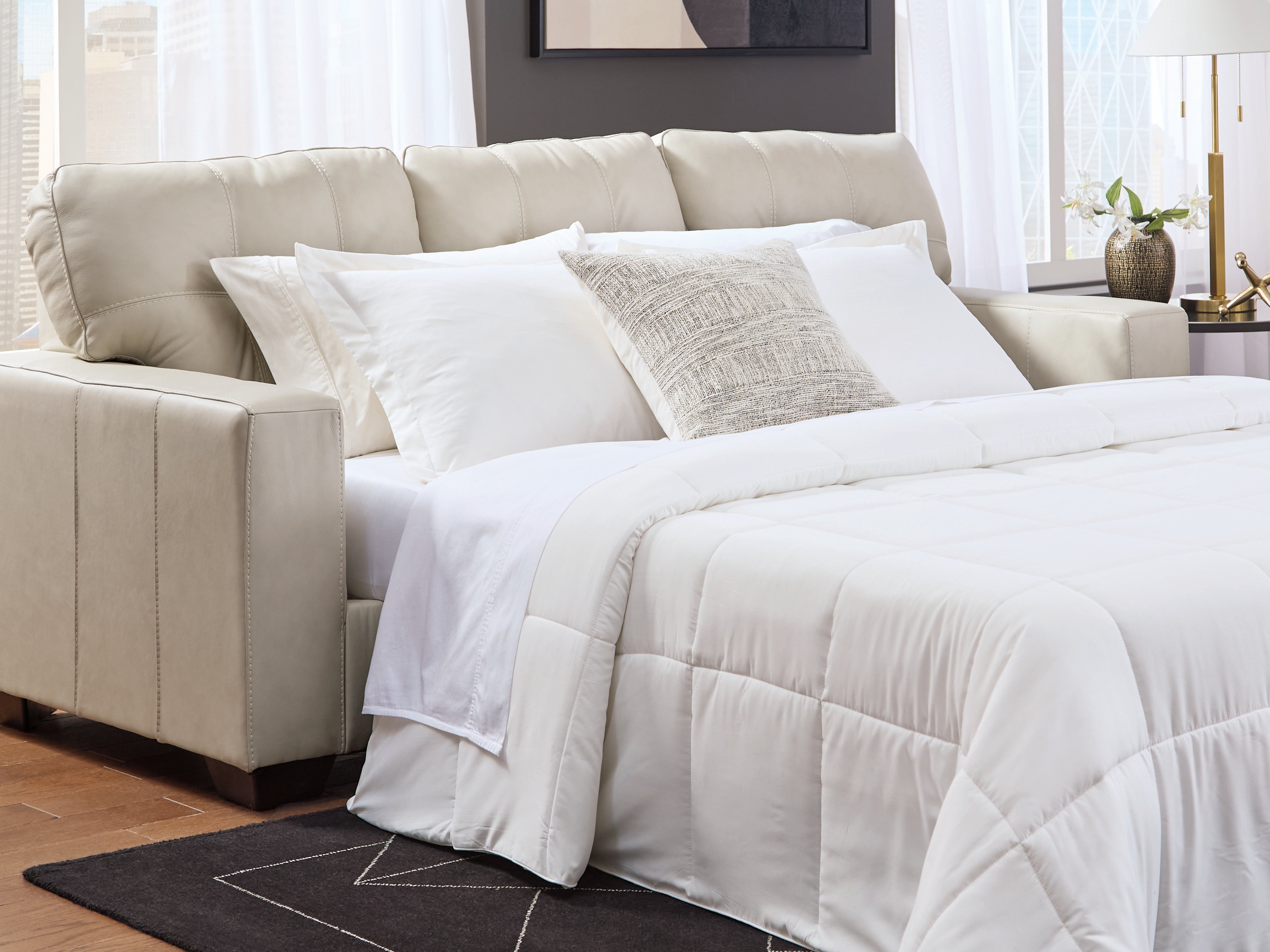Warmstead Furniture - Ashley Furniture - Santorine Living Room - Queen Sofa Sleeper / Bone - 2170839
