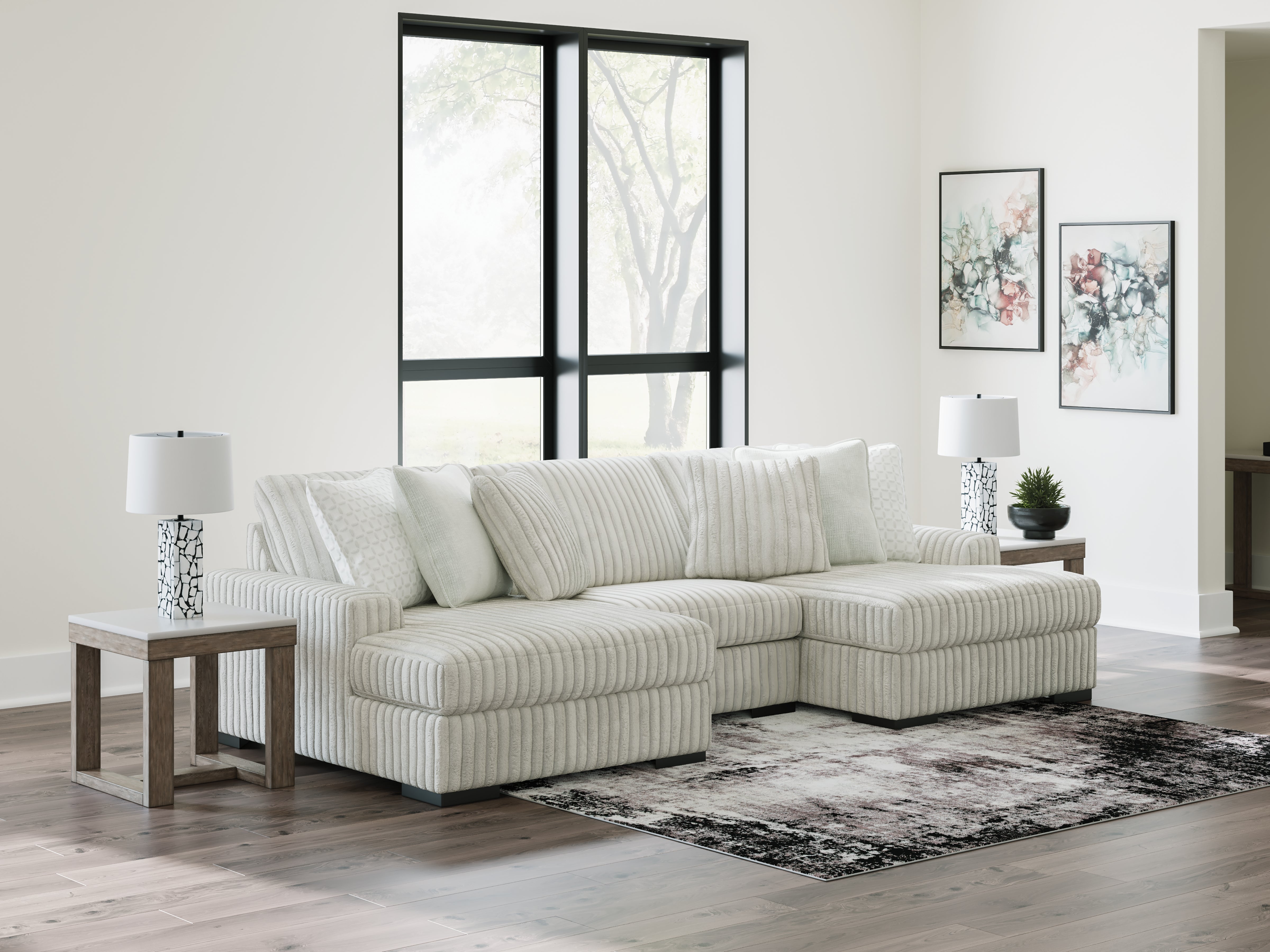 Warmstead Furniture - Ashley Furniture - Stupendous Sectional - RAF 3-Piece Sectional with Double Chaise / Alloy - 25903S4