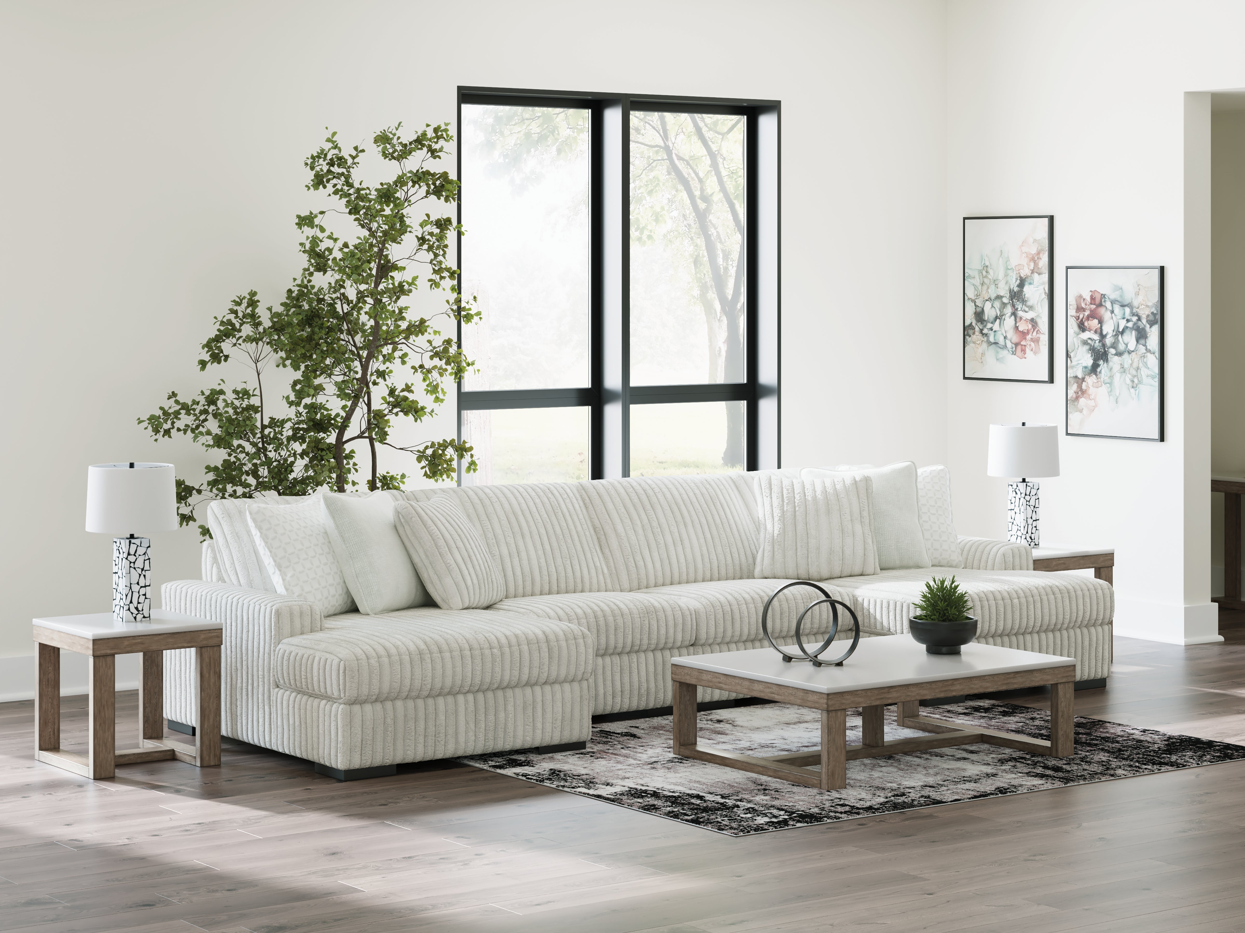 Warmstead Furniture - Ashley Furniture - Stupendous Sectional - RAF 4-Piece Sectional with Double Chaise / Alloy - 25903S5
