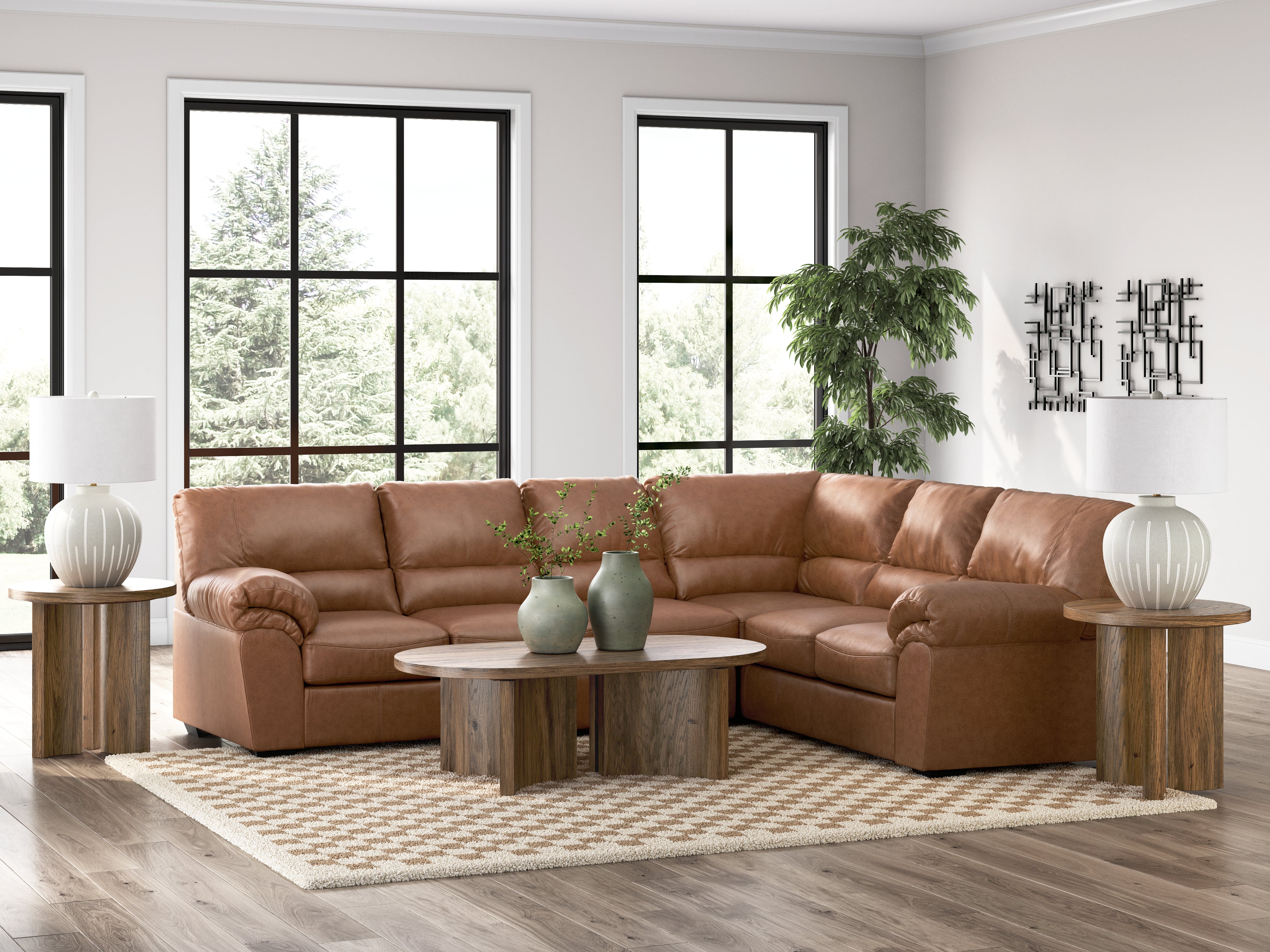 Warmstead Furniture - Ashley Furniture - WillowBend Sectional - RAF 3-Piece Sectional / Caramel - PC27704S3